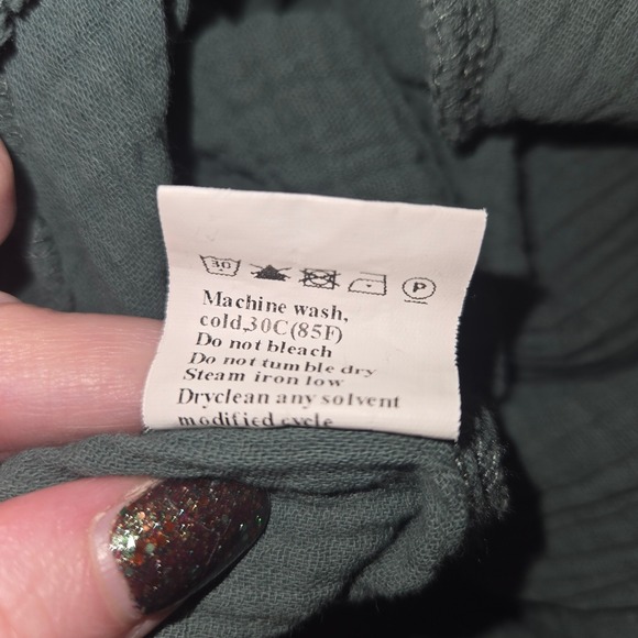 Wide Leg Jumper - Cottagecore Boho -Size S - Pockets -Sage Green Cotton Gauze - Picture 11 of 12